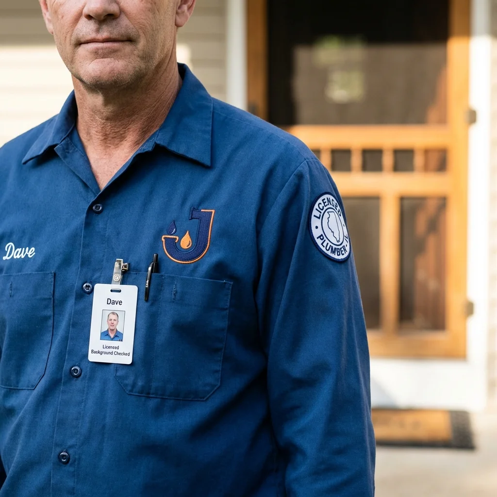 Licensed plumber showing ID badge in Camden, TN
